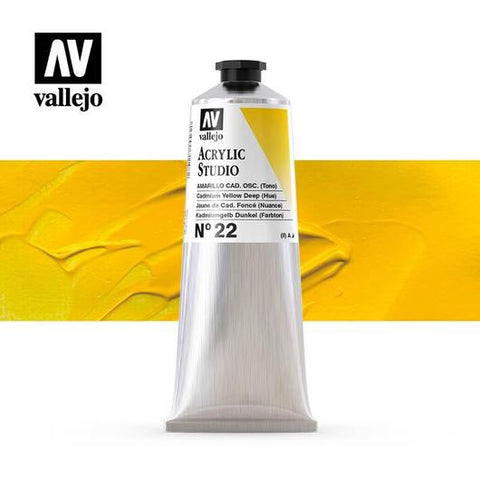 Tube Acrylic Paint Vallejo 125ml - (22) Cadmium Yellow Deep Hue