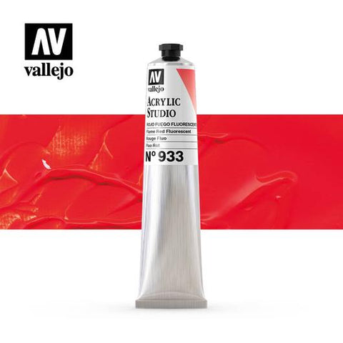 Tube Acrylic Paint Vallejo  58ml - (933) Fluorescent Flame Red