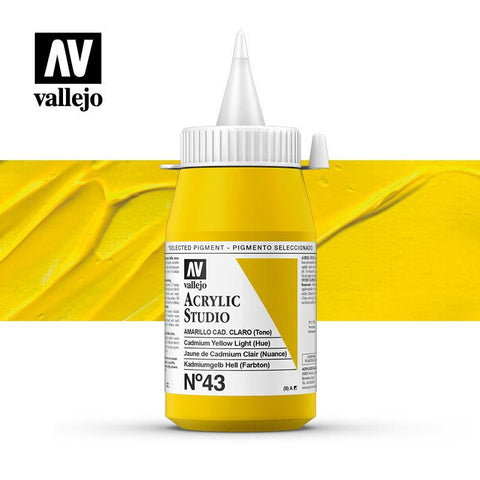 Tub x 500ml Acrylic Paint Vallejo - (43) Cadmium Yellow Light