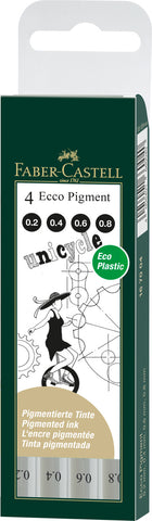 Ecco Pigment Tech Pen  - Black/Wallet X 4