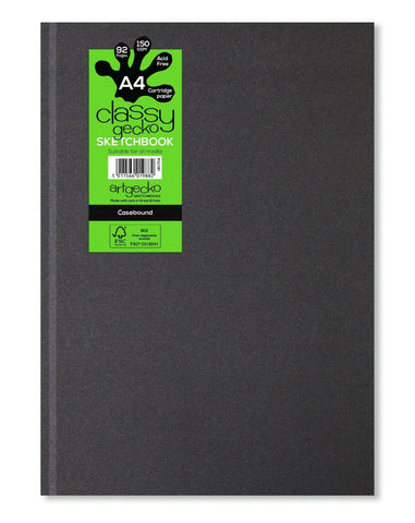 Sketch Book Hardback Casebound Classy Gecko -150gsm/A4 Portrait/46 sheets