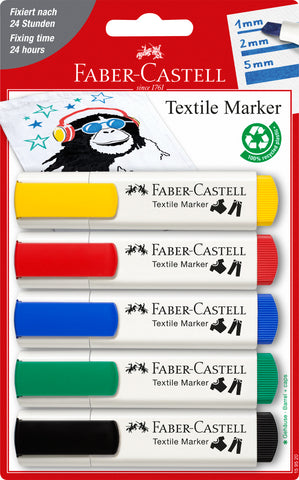Textile Markers - Blister Card x 5 Basic Colours