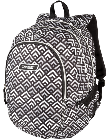 Target Duel Backpack 3 Zip/Black and White Geometric