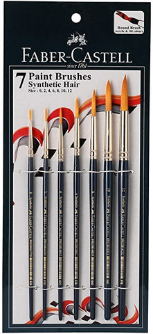 Paint Brush Gold Teklon Round - Set X 7 Assorted Sizes
