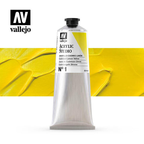 Tube Acrylic Paint Vallejo 125ml - (01) Cadmium Lemon Yellow