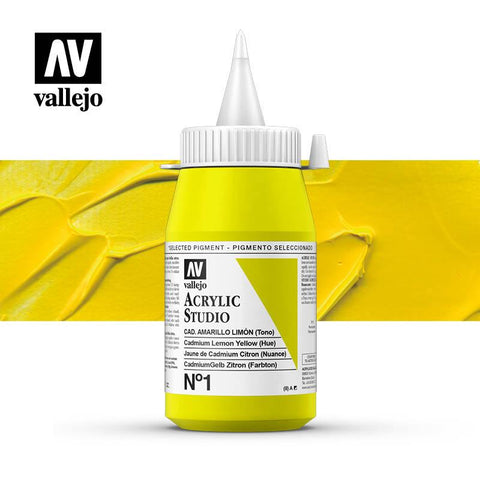 Tub x 500ml Acrylic Paint Vallejo - (01) Cadmium Lemon Yellow