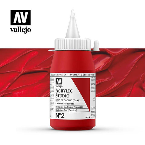 Tub x 500ml Acrylic Paint Vallejo - (02) Cadmium Red