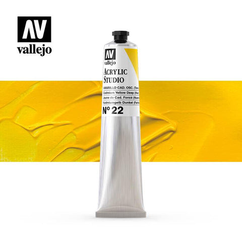 Tube Acrylic Paint Vallejo  58ml - (22) Cadmium Yellow Deep Hue