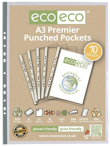Multi Punched Pockets A3 ECO - Premier/Bag x 10 sleeves Clear.
