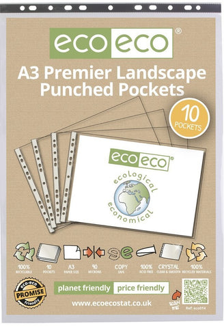 Multi Punched Pockets A3 ECO - Premier/Bag x 10 sleeves Clear