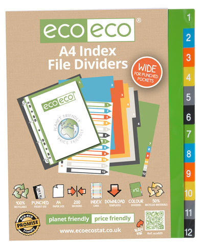 Dividers  A4 - Set x 12 Numbers Wide ECO
