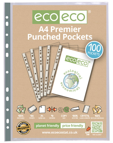Multi Punched Pockets A4 ECO - Premier/Pkt x 100 sleeves